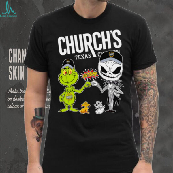 Official Church’s Merch Grinch And Jack Skellington Fist Bump Church’s Halloween Hoodie