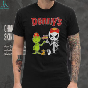 Official Denny’s Merch Grinch And Jack Skellington Fist Bump Denny’s Halloween Hoodie