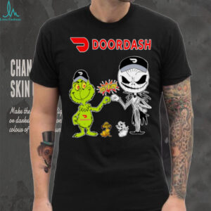 Official Doordash Merch Grinch And Jack Skellington Fist Bump Doordash Halloween Hoodie