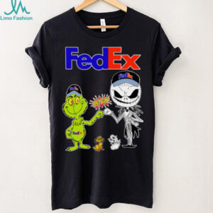 Official FedEx Merch Grinch And Jack Skellington Fist Bump FedEx Halloween Hoodie