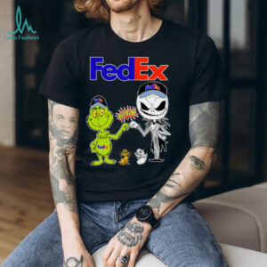 Official FedEx Merch Grinch And Jack Skellington Fist Bump FedEx Halloween Hoodie