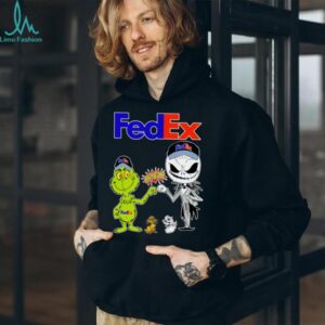 Official FedEx Merch Grinch And Jack Skellington Fist Bump FedEx Halloween Hoodie