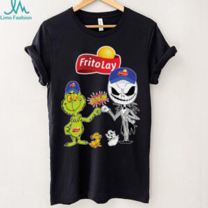 Official Frito Lay Merch Grinch And Jack Skellington Fist Bump Frito Lay Halloween Hoodie
