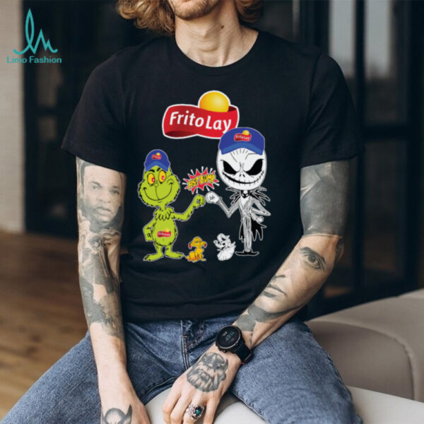 Official Frito Lay Merch Grinch And Jack Skellington Fist Bump Frito Lay Halloween Hoodie