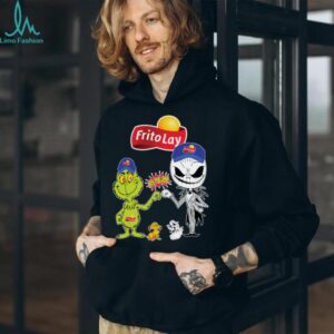 Official Frito Lay Merch Grinch And Jack Skellington Fist Bump Frito Lay Halloween Hoodie