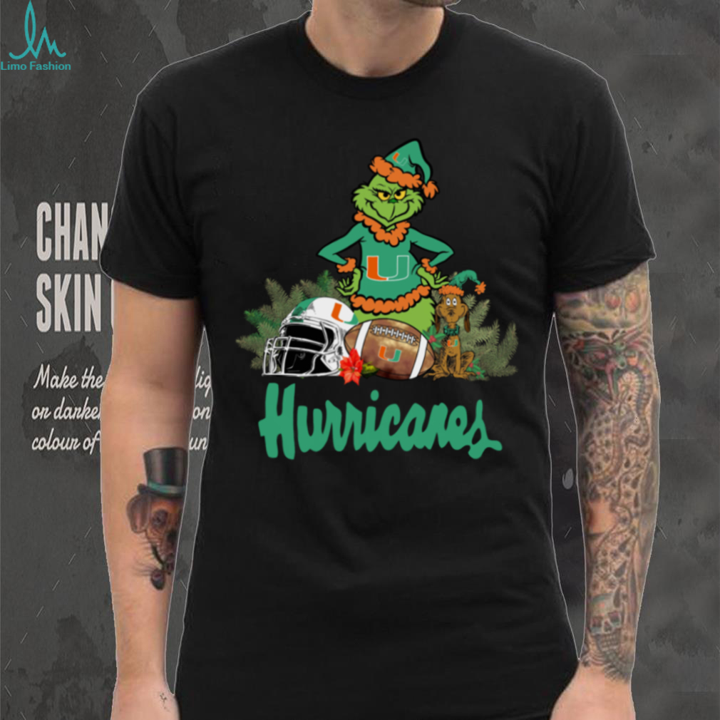 Official Grinch Hat Santa And Dog Rugby Helmet Miami Hurricanes Logo Merry Christmas Shirt Black Official Grinch Hat Santa And Dog Rugby Helmet Miami Hurricanes Logo Merry Christmas Shirt Black