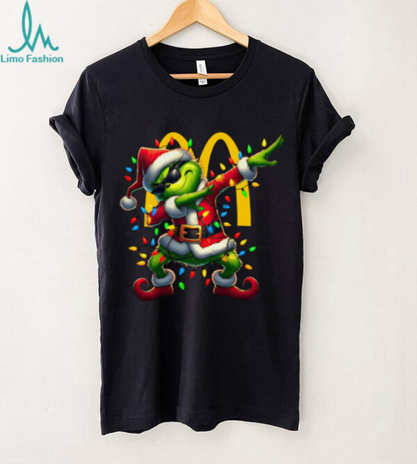 Official Grinch Santa Dabbing Mcdonalds Merry Christmas Shirt