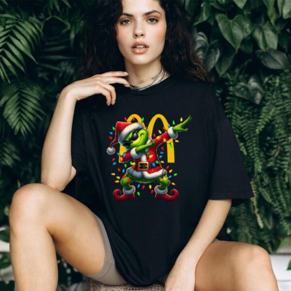 Official Grinch Santa Dabbing Mcdonalds Merry Christmas Shirt