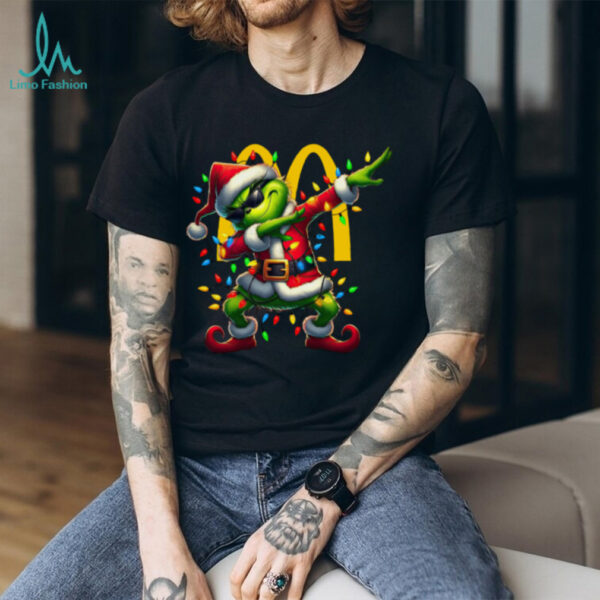Official Grinch Santa Dabbing Mcdonalds Merry Christmas Shirt
