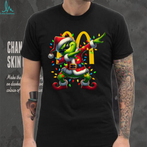 Official Grinch Santa Dabbing Mcdonalds Merry Christmas Shirt