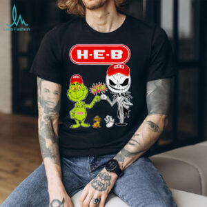 Official H E B Merch Grinch And Jack Skellington Fist Bump H E B Halloween Hoodie