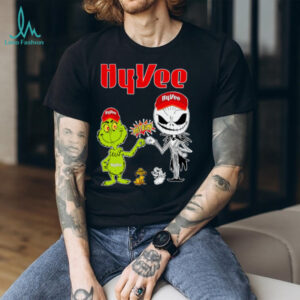 Official HyVee Merch Grinch And Jack Skellington Fist Bump HyVee Halloween Hoodie