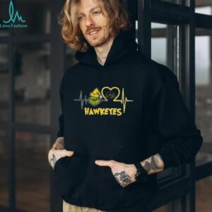 Official Iowa Hawkeyes x Grinch Santa Heartbeat Love Logo Merry Christmas Shirt