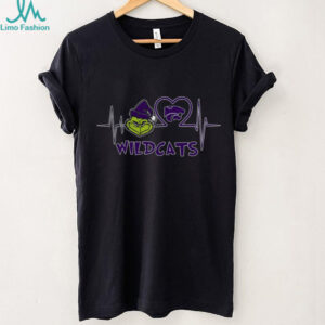 Official Kansas State Wildcats x Grinch Santa Heartbeat Love Logo Merry Christmas Shirt