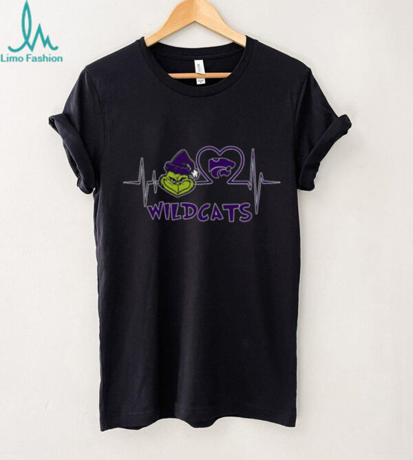 Official Kansas State Wildcats x Grinch Santa Heartbeat Love Logo Merry Christmas Shirt
