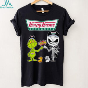 Official Krispy Kreme Merch Grinch And Jack Skellington Fist Bump Krispy Kreme Halloween Hoodie