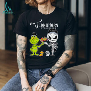 Official Longhorn Steakhouse Merch Grinch And Jack Skellington Fist Bump Longhorn Steakhouse Halloween Hoodie