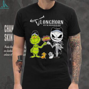 Official Longhorn Steakhouse Merch Grinch And Jack Skellington Fist Bump Longhorn Steakhouse Halloween Hoodie