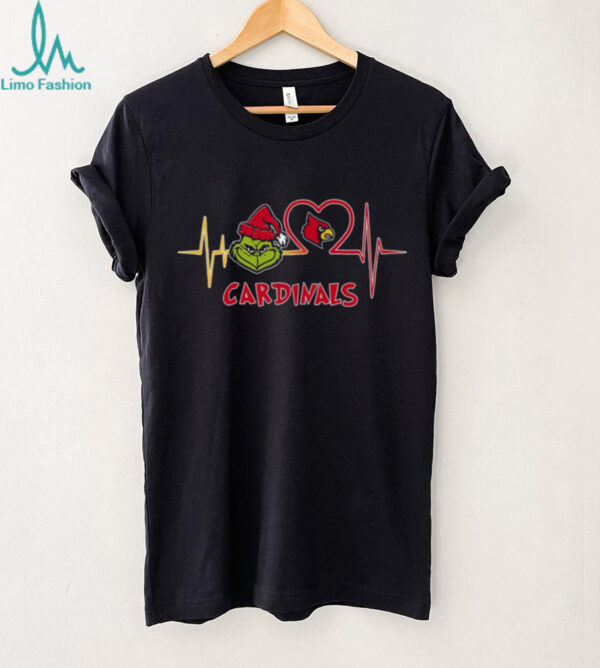 Official Louisville Cardinals x Grinch Santa Heartbeat Love Logo Merry Christmas Shirt