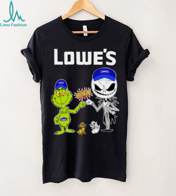 Official Lowe’s Merch Grinch And Jack Skellington Fist Bump Lowe’s Halloween Hoodie