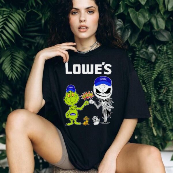 Official Lowe’s Merch Grinch And Jack Skellington Fist Bump Lowe’s Halloween Hoodie