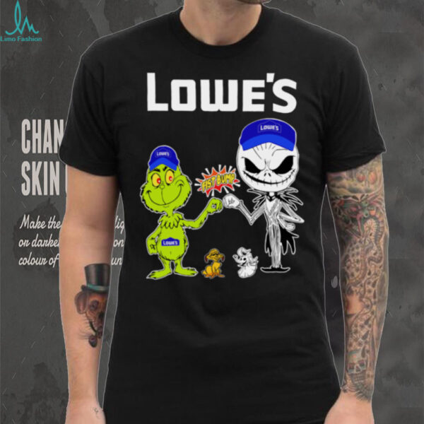 Official Lowe’s Merch Grinch And Jack Skellington Fist Bump Lowe’s Halloween Hoodie