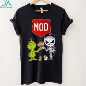 Official MOD Merch Grinch And Jack Skellington Fist MOD Halloween Hoodie