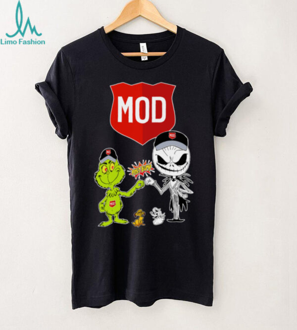 Official MOD Merch Grinch And Jack Skellington Fist MOD Halloween Hoodie