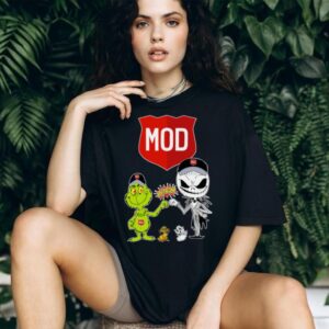 Official MOD Merch Grinch And Jack Skellington Fist MOD Halloween Hoodie