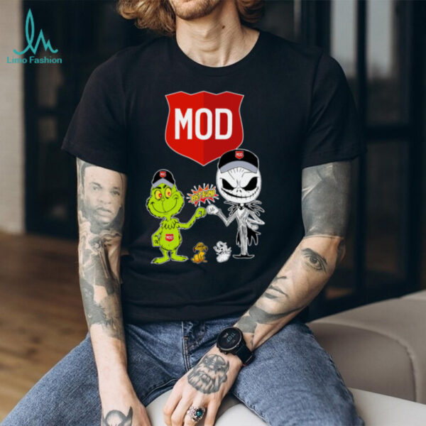 Official MOD Merch Grinch And Jack Skellington Fist MOD Halloween Hoodie