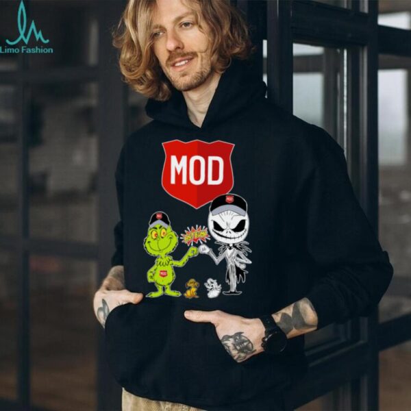 Official MOD Merch Grinch And Jack Skellington Fist MOD Halloween Hoodie