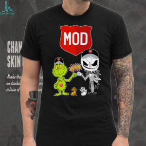 Official MOD Merch Grinch And Jack Skellington Fist MOD Halloween Hoodie