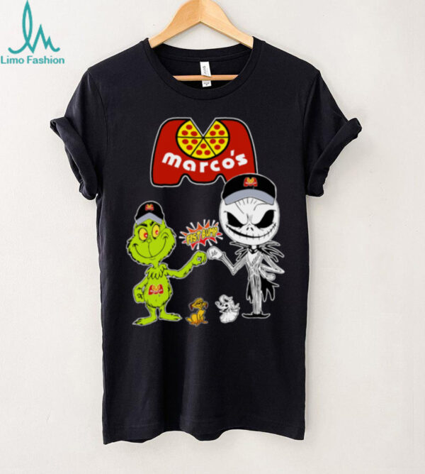 Official Marco’s Merch Grinch And Jack Skellington Fist Bump Marco’s Halloween Hoodie