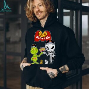 Official Marco’s Merch Grinch And Jack Skellington Fist Bump Marco’s Halloween Hoodie