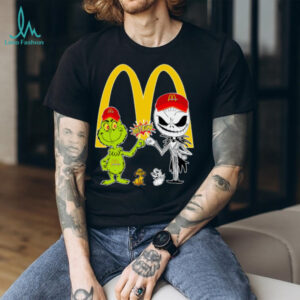 Official McDonald’s Merch Grinch And Jack Skellington Fist Bump McDonald’s Halloween Hoodie