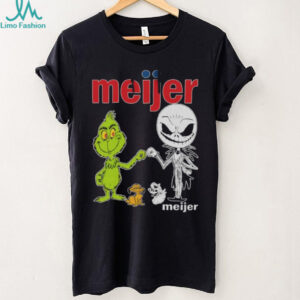 Official Meijer Merch Grinch And Jack Skellington Fist Bump Meijer Halloween Hoodie