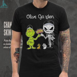 Official Olive Garden Merch Grinch And Jack Skellington Fist Olive Garden Halloween Hoodie