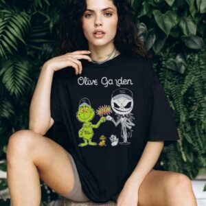 Official Olive Garden Merch Grinch And Jack Skellington Fist Olive Garden Halloween Hoodie