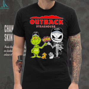 Official Outback Steakhouse Merch Grinch And Jack Skellington Fist Bump Outback Steakhouse Halloween Hoodie