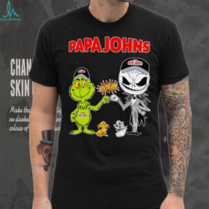Official Papa Johns Merch Grinch And Jack Skellington Fist Bump Papa Johns Halloween