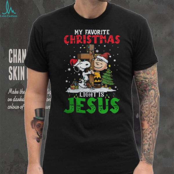 Official Snoopy Charlie Brown My Favorite Christmas Light Is Jesus Shirt
