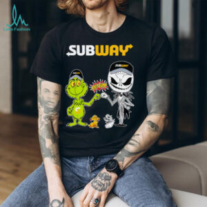 Official Subway Merch Grinch And Jack Skellington Fist Bump Subway Halloween Hoodie