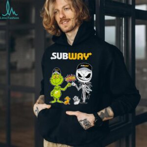 Official Subway Merch Grinch And Jack Skellington Fist Bump Subway Halloween Hoodie