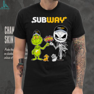 Official Subway Merch Grinch And Jack Skellington Fist Bump Subway Halloween Hoodie