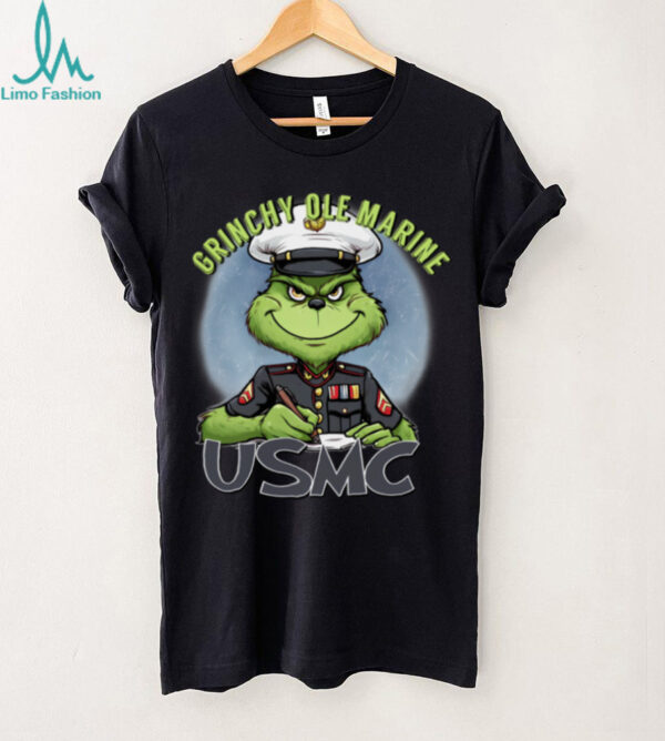 Official The Grinch Grinchy Ole Marine USMC Merry Christmas Shirt Black