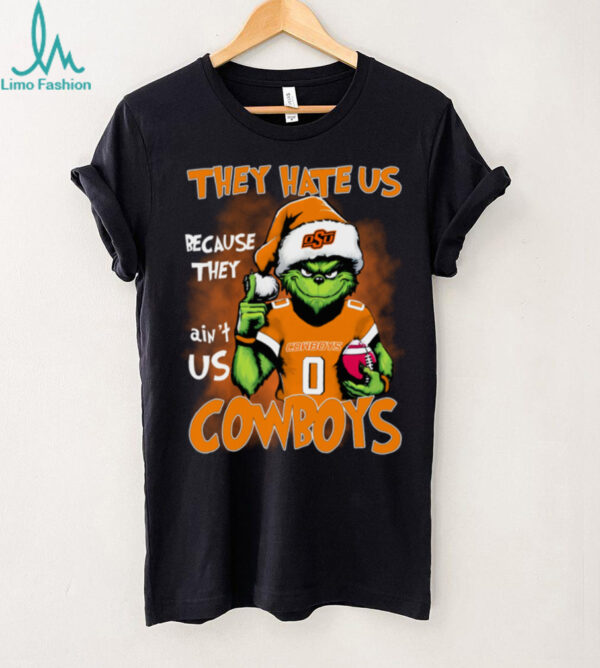 Official The Grinch They Hate Us Because Ain’t Us Oklahoma State Cowboys Christmas Shirt