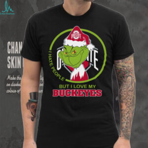 Ohio State Buckeyes Grinch Christmas T Shirt Hates People But Loves Football