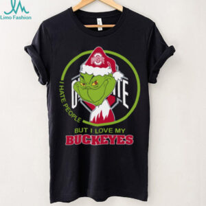Ohio State Buckeyes Grinch Christmas T Shirt Hates People But Loves Football