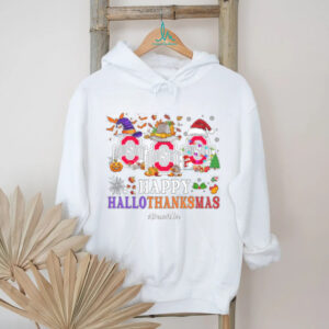 Ohio State Buckeyes Happy Hallothanksmas Football Shirt – NCAA Custom Name Holiday Gift Tee, Ugly Christmas Party Outfit for Fans