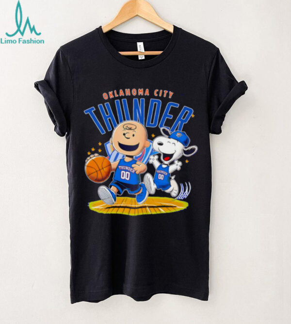 Oklahoma City Thunder X Charlie Brown And Snoopy Playing Basketball Shirt